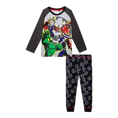 The Avengers Boys' grey and black 'Avengers' print pyjama set
